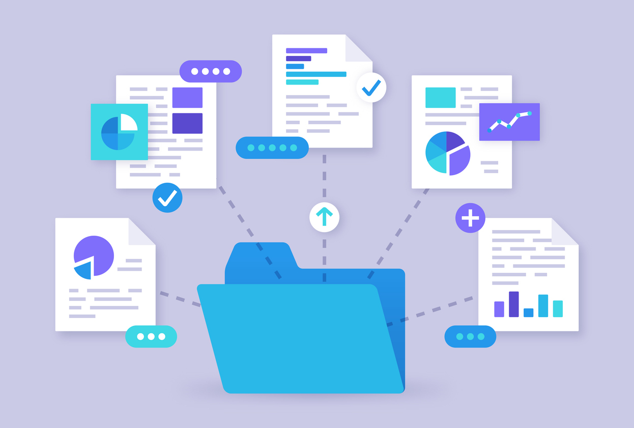 AI IDP graphic Documents with folders